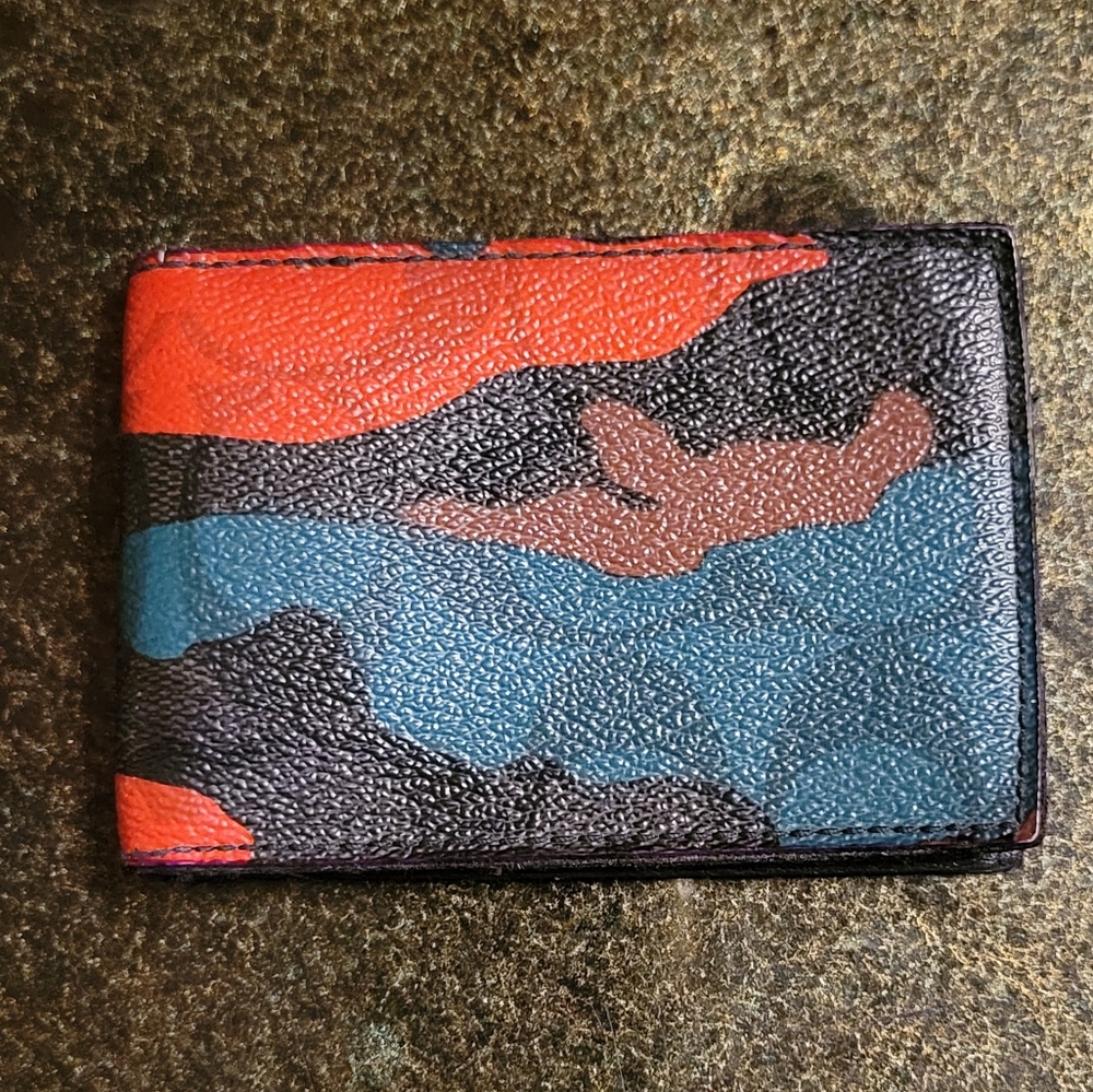 Coach Men's Small Compact Wallet With Camo Print